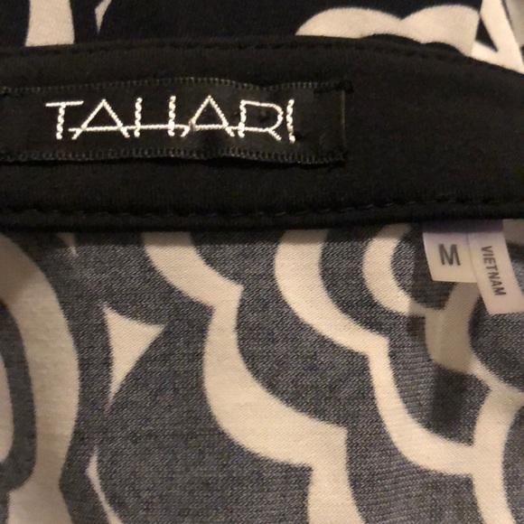 TAHARI - Black and White Floral Design Dress - Picture 8 of 8